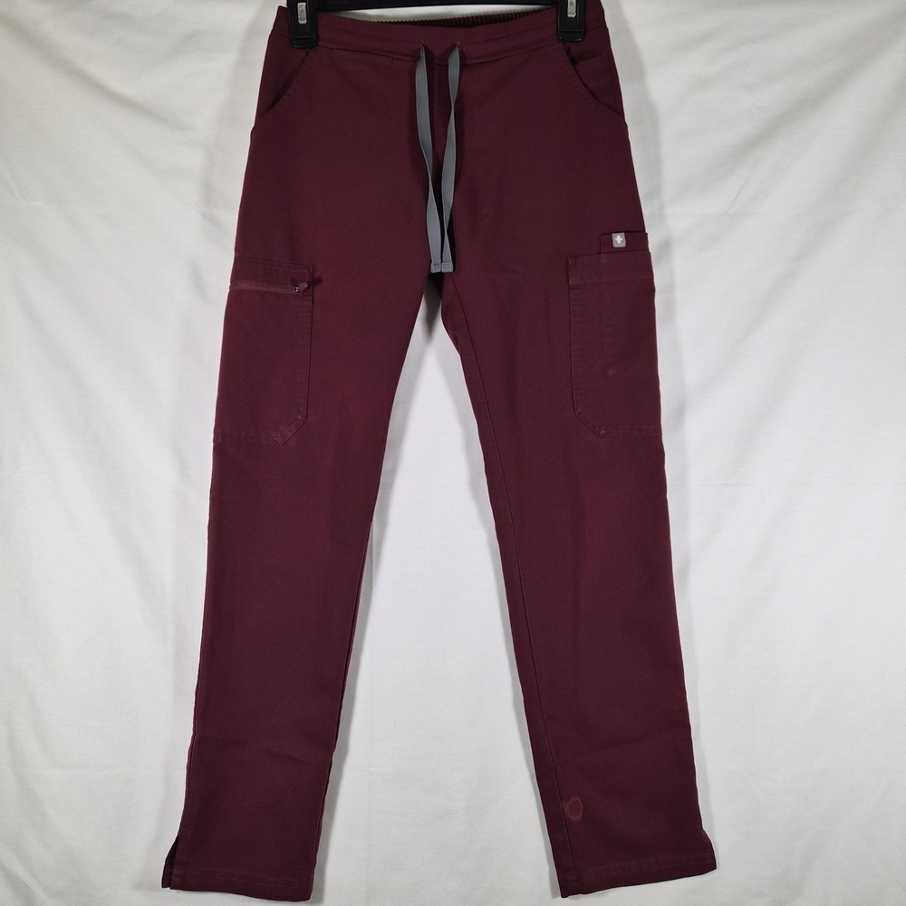 FIGS Technical Collection Scrub Pants Womens XXS Burgundy Jogger Medical...